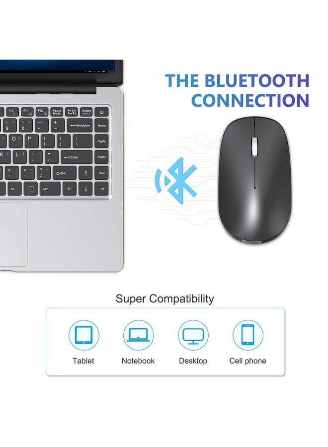 Omoton OMOTON Bluetooth Mouse for iPad and iPhone (iPadOS 13/ iOS 13 and Above), Ultra-Thin Wireless Mouse Compatible with Bluetooth Enabled Computer, Laptop, PC, Notebook, and Mac Series, Matte Black  - Image 5