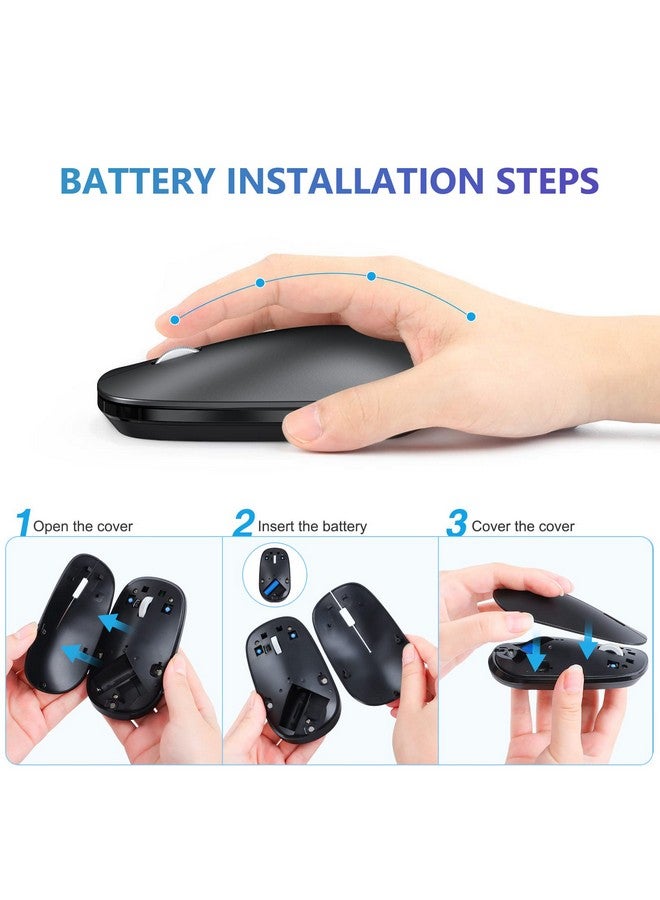 Omoton OMOTON Bluetooth Mouse for iPad and iPhone (iPadOS 13/ iOS 13 and Above), Ultra-Thin Wireless Mouse Compatible with Bluetooth Enabled Computer, Laptop, PC, Notebook, and Mac Series, Matte Black  - Image 4