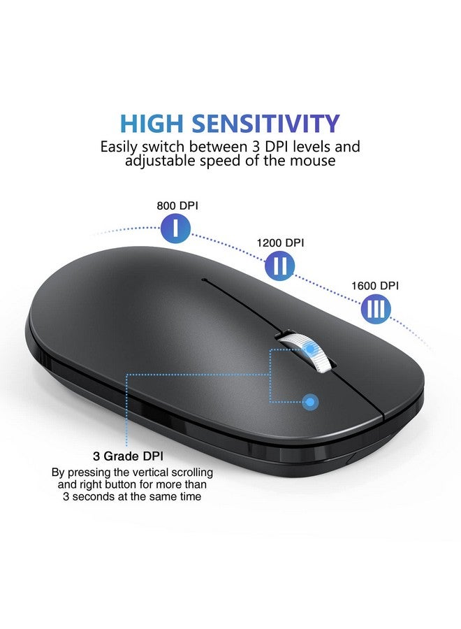Omoton OMOTON Bluetooth Mouse for iPad and iPhone (iPadOS 13/ iOS 13 and Above), Ultra-Thin Wireless Mouse Compatible with Bluetooth Enabled Computer, Laptop, PC, Notebook, and Mac Series, Matte Black  - Image 3