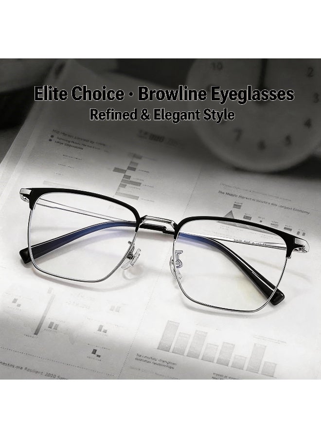 بوكيلار نظارات إطار كامل PUKCLAR تيتانيوم نقي خفيفة جداً براولاين عدسات شفافة غير طبية Minimalist للأعمال OL للرجال والنساء للاستخدام اليومي المهني - Image 3