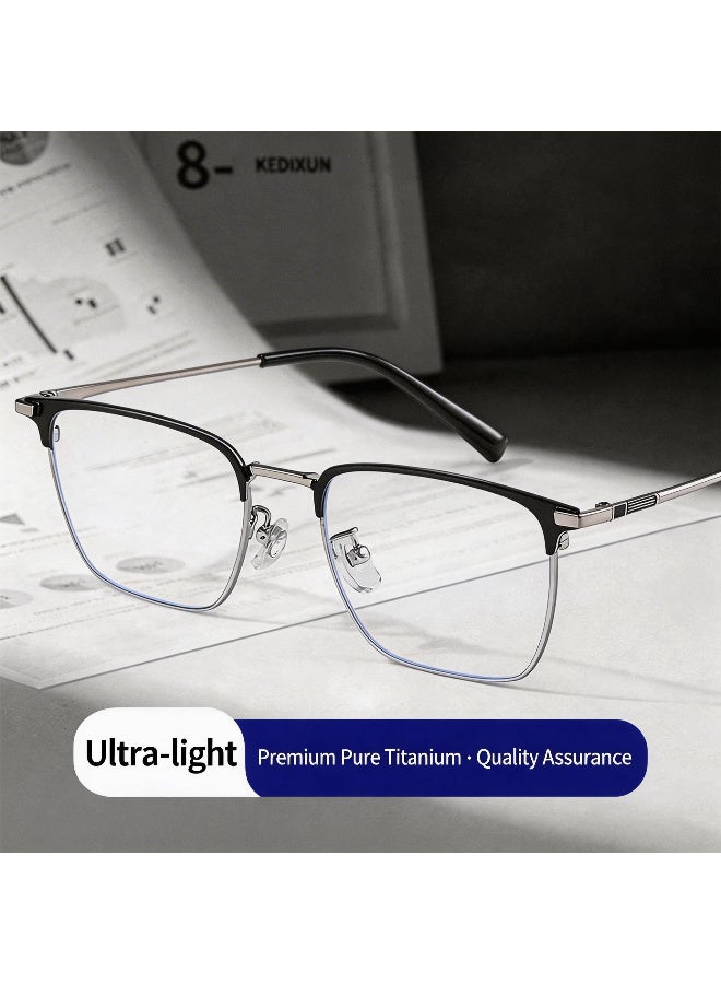 بوكيلار نظارات إطار كامل PUKCLAR تيتانيوم نقي خفيفة جداً براولاين عدسات شفافة غير طبية Minimalist للأعمال OL للرجال والنساء للاستخدام اليومي المهني - Image 2