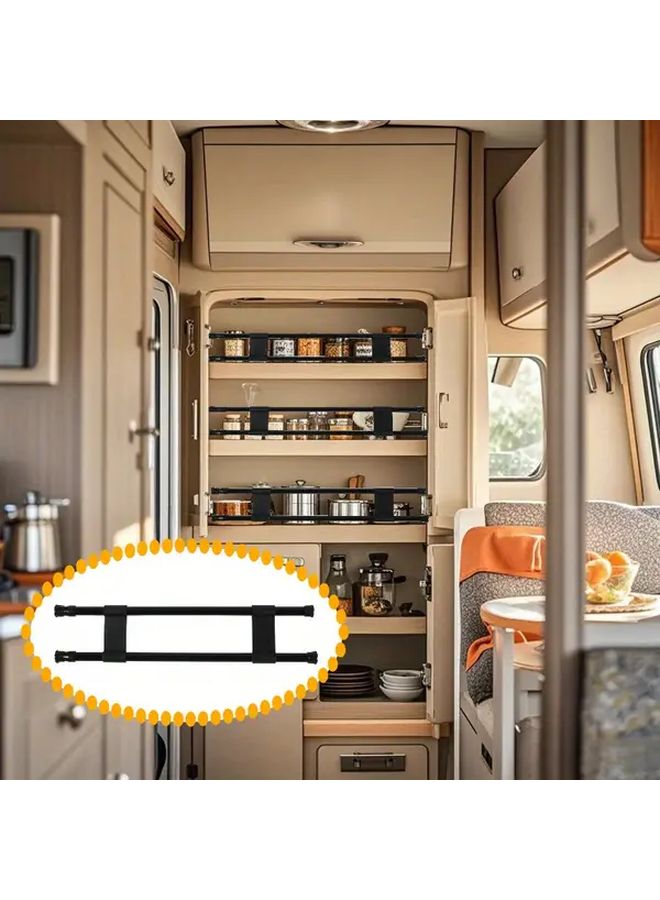 Black Adjustable Telescopic RV Kitchen Cabinet Organizer With Non Slip Dividers - Image 5
