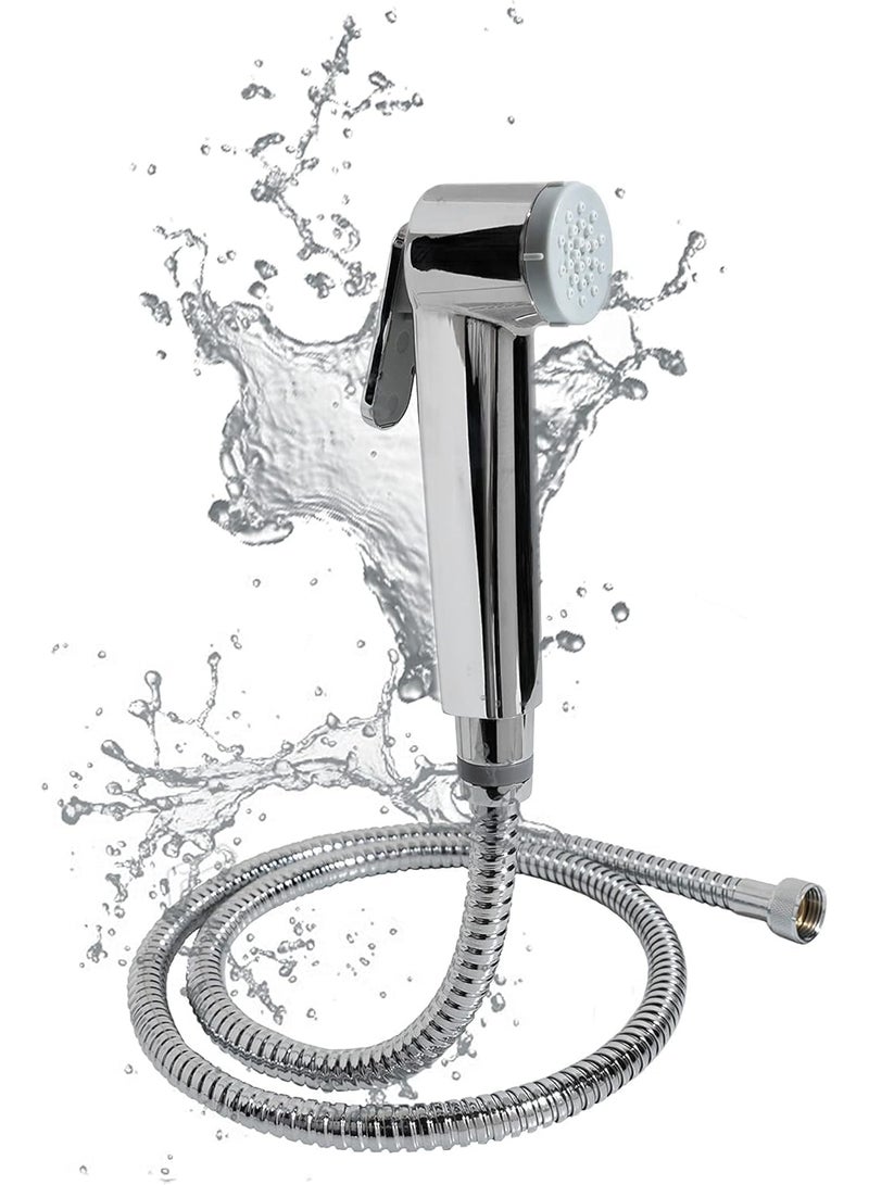 Super Alpha Hand Trigger Bidet, Shattaf Set, 120cm White Multilayer Stainless Steel, Chrome Hose, High Pressure Massage Shower Head Set with Hose, Easy Clean - Image 1