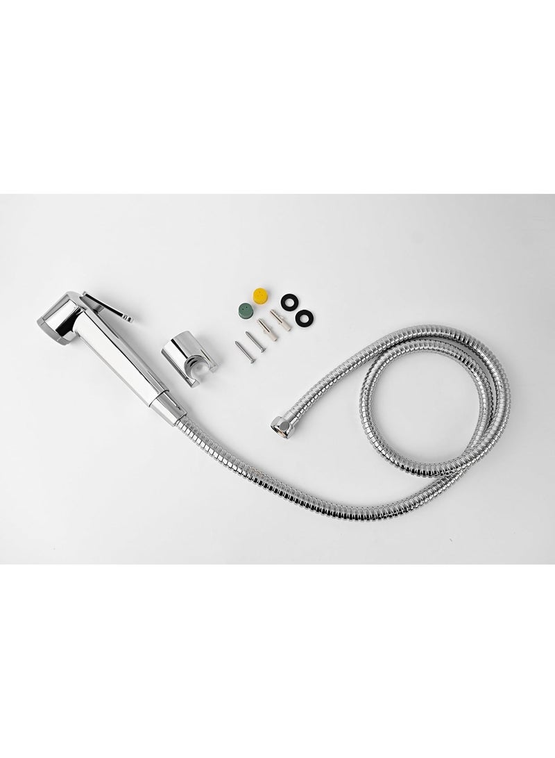 Super Alpha Hand Trigger Bidet, Shattaf Set, 120cm White Multilayer Stainless Steel, Chrome Hose, High Pressure Massage Shower Head Set with Hose, Easy Clean - Image 2