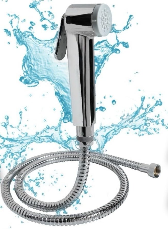 Super Alpha Hand Trigger Bidet, Shattaf Set, 120cm White Multilayer Stainless Steel, Chrome Hose, High Pressure Massage Shower Head Set with Hose, Easy Clean - Image 5