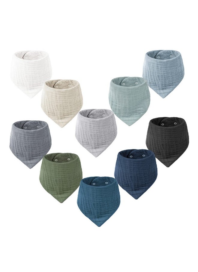 Konssy Muslin Baby Bibs 10 Pack Baby Bandana Drool Bibs 100% Cotton For Unisex Boys Girls 10 Solid Colors Set For Teething And Drooling  - Image 1