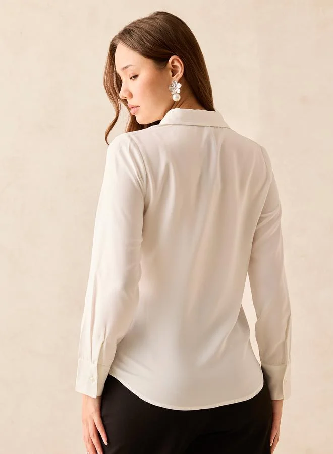 أوجيدر بلوزة سادة بقصة عادية مرصعة