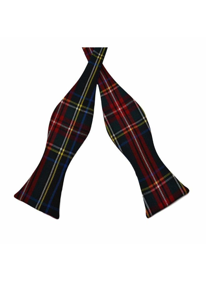 Traditional Dark Green Tartan Check Self-Tie Bow Tie, Scotland, Plaid