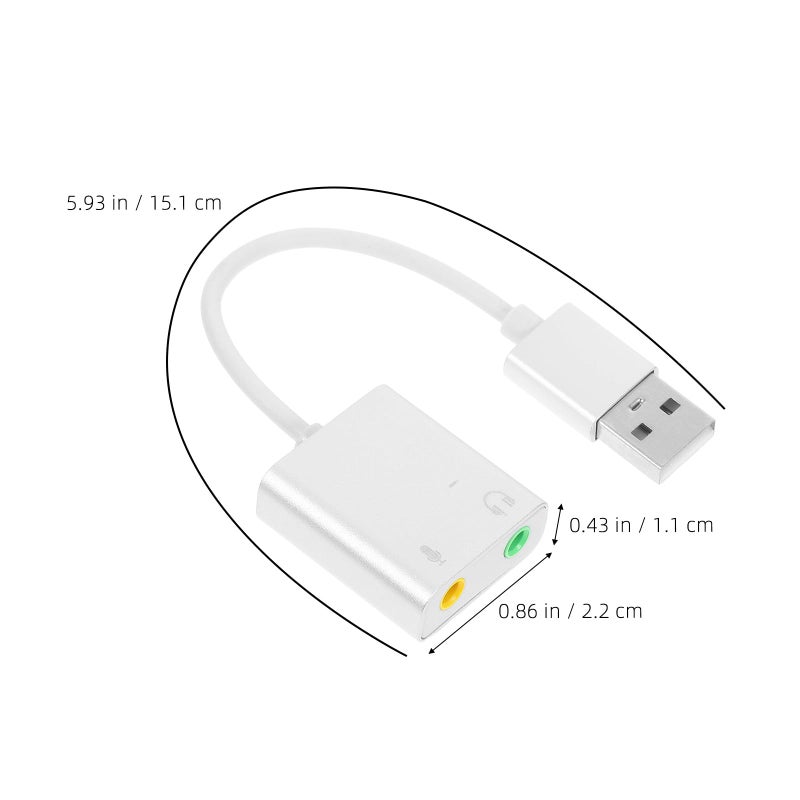 محول صوت USB فضي مع مقسم سماعات وميكروفون لألعاب الكمبيوتر والكاراوكي والكمبيوتر المحمول والمكتبي - Image 3
