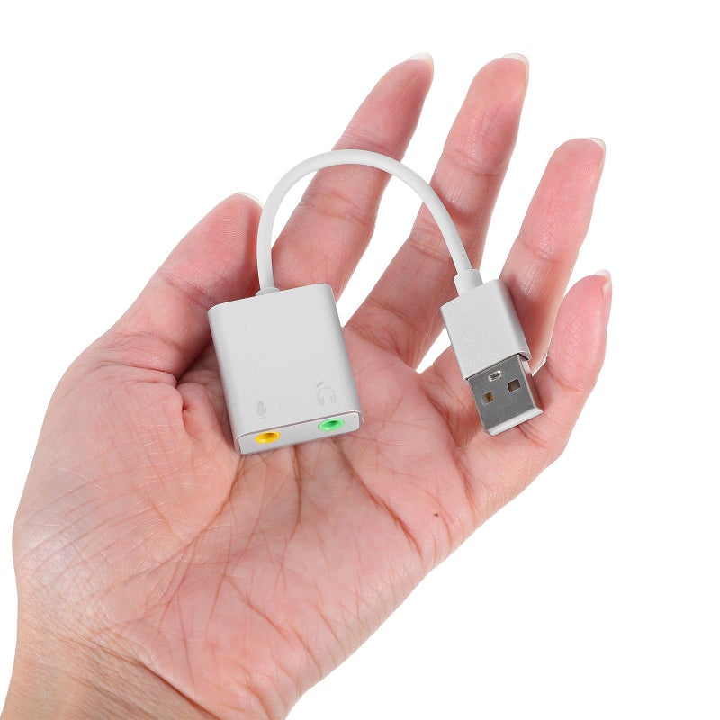 محول صوت USB فضي مع مقسم سماعات وميكروفون لألعاب الكمبيوتر والكاراوكي والكمبيوتر المحمول والمكتبي - Image 5