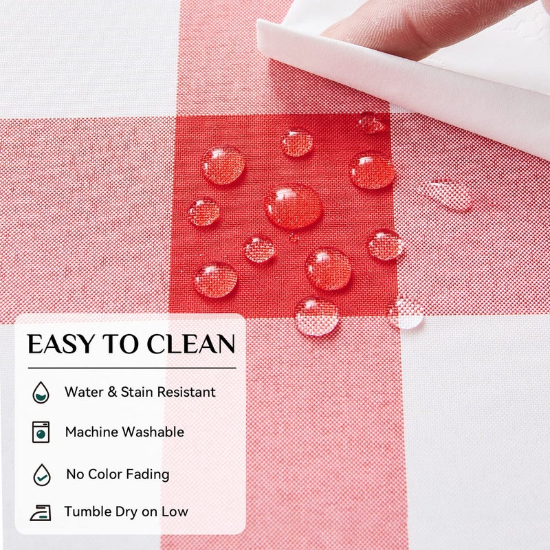 Softalker Gingham Checkered Rectangle Tablecloth - Waterproof Buffalo Plaid Table Cloth Stain Resistant Washable Table Cover for Picnic/Camping/Outdoor - Red and White  60 x 102 Inch - Image 3