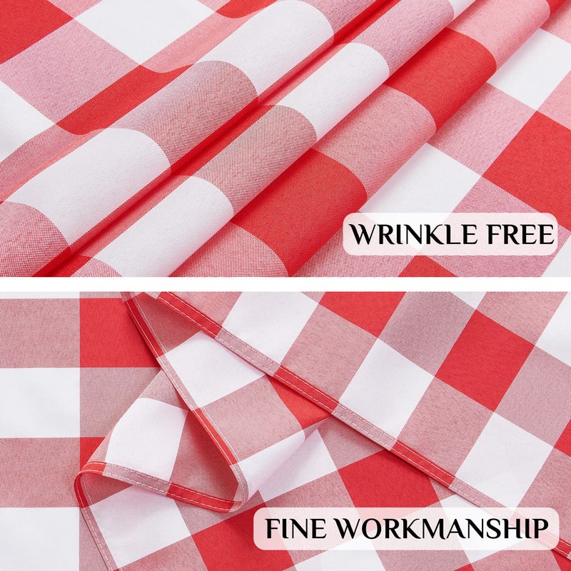 Softalker Gingham Checkered Rectangle Tablecloth - Waterproof Buffalo Plaid Table Cloth Stain Resistant Washable Table Cover for Picnic/Camping/Outdoor - Red and White  60 x 102 Inch - Image 4
