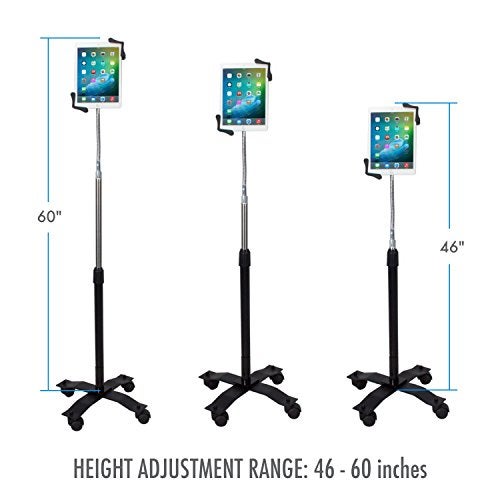 CTA Digital Gooseneck Floor Stand – CTA’s Compact, Adjustable Gooseneck with Swivel Casters for iPad 7th/ 8th/ 9th Gen 10.2”, iPad Air 4, 12.9”, Surface Pro, Zebra & Other 7-13” Tablets (PAD-CGS) - Image 2