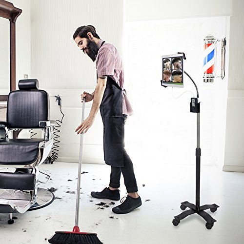 CTA Digital Gooseneck Floor Stand – CTA’s Compact, Adjustable Gooseneck with Swivel Casters for iPad 7th/ 8th/ 9th Gen 10.2”, iPad Air 4, 12.9”, Surface Pro, Zebra & Other 7-13” Tablets (PAD-CGS) - Image 3