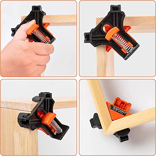 GYUEE 90 Degree Angle Clamps, Woodworking Corner Clip, Right Angle Clip Fixer, Set of 4 Clamp Tool with Adjustable Hand Tools (orange+black) - Image 3