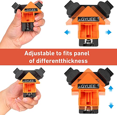 GYUEE 90 Degree Angle Clamps, Woodworking Corner Clip, Right Angle Clip Fixer, Set of 4 Clamp Tool with Adjustable Hand Tools (orange+black) - Image 4