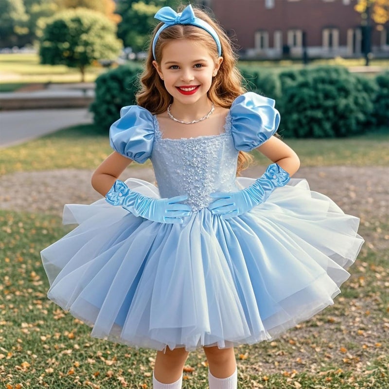Yolyoo Girls Princess Gloves,Girl White Long Satin Princess Dress Up Diamonds Bows Gloves for Birthday,Wedding, Costume Party - Image 5