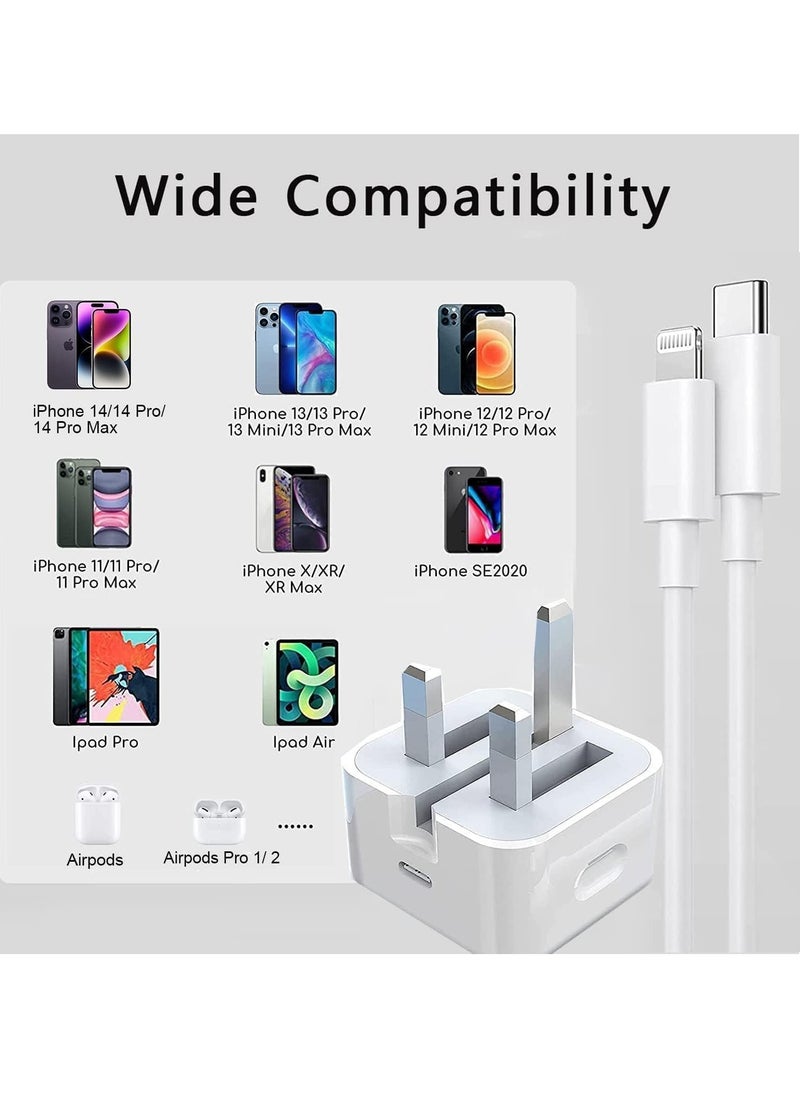 ELTRAZONE - iPhone PD Fast Charger [Apple MFi Certified] 20W Type C Power Block Wall Charger Plug Adapter with 6.6FT USB-C to Lightning Cable Compatible with iPhone 14 13 12 11 X iPad,AirPods Pro (2nd Generation) - Image 1