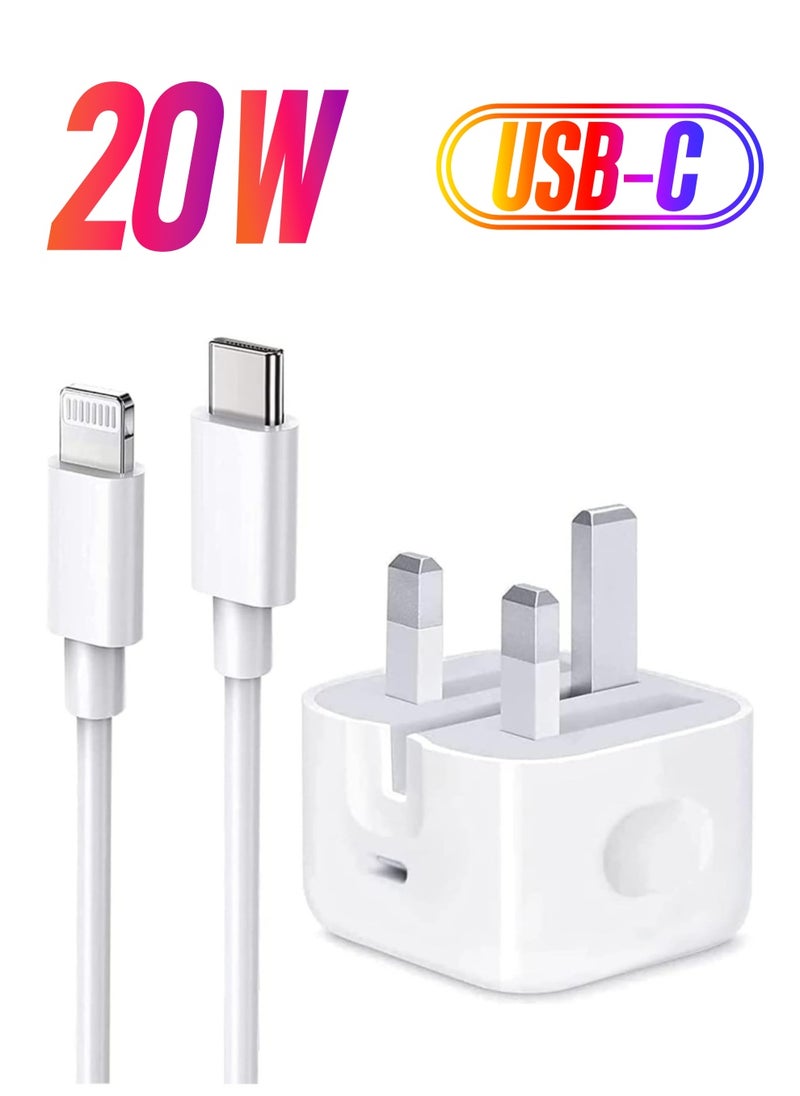 ELTRAZONE - iPhone PD Fast Charger [Apple MFi Certified] 20W Type C Power Block Wall Charger Plug Adapter with 6.6FT USB-C to Lightning Cable Compatible with iPhone 14 13 12 11 X iPad,AirPods Pro (2nd Generation) - Image 1