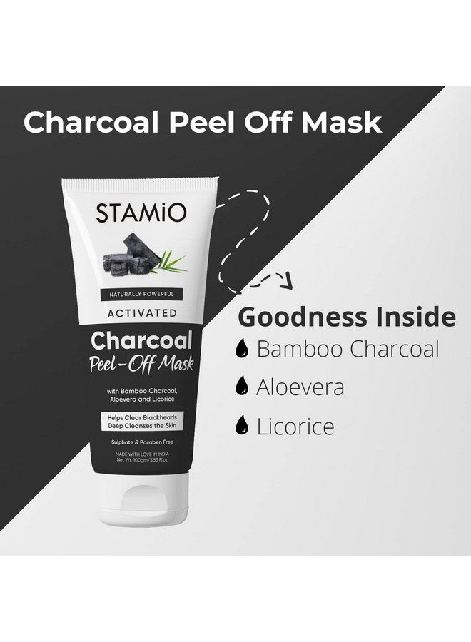 Activated Charcoal Face Wash And Peeloff Mask Combo For Men & Women Bamboo All Skin Types All Skin Types Bamboo Blackheads Whiteheads Dark Spots 200Gm (100Gm X 2)