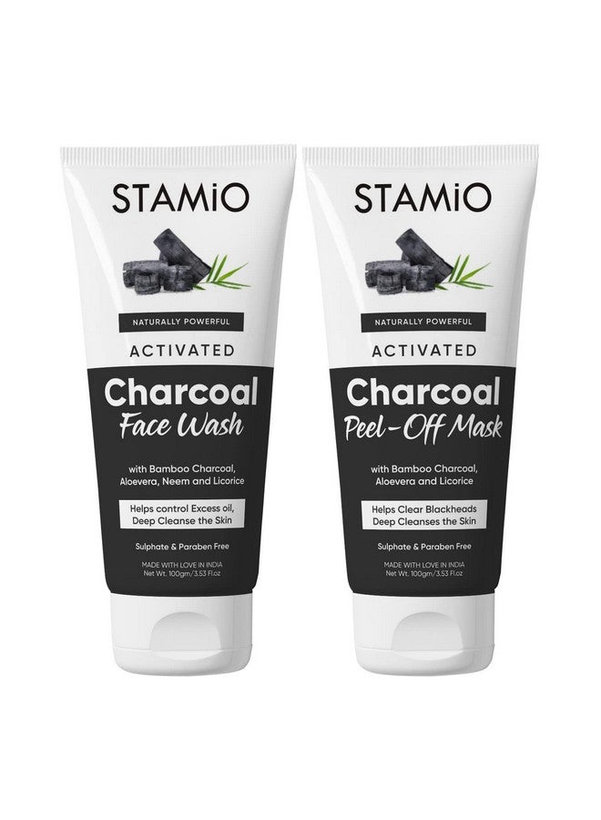 Activated Charcoal Face Wash And Peeloff Mask Combo For Men & Women Bamboo All Skin Types All Skin Types Bamboo Blackheads Whiteheads Dark Spots 200Gm (100Gm X 2)