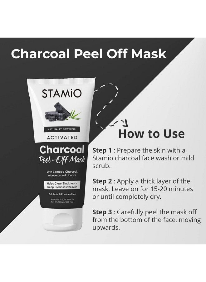 Activated Charcoal Face Wash And Peeloff Mask Combo For Men & Women Bamboo All Skin Types All Skin Types Bamboo Blackheads Whiteheads Dark Spots 200Gm (100Gm X 2)