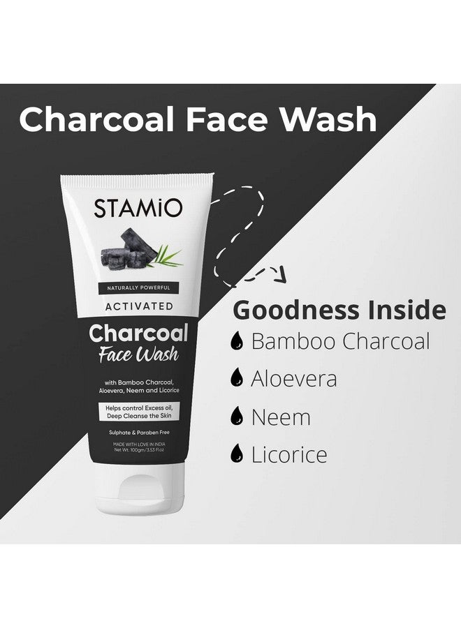Activated Charcoal Face Wash And Peeloff Mask Combo For Men & Women Bamboo All Skin Types All Skin Types Bamboo Blackheads Whiteheads Dark Spots 200Gm (100Gm X 2)