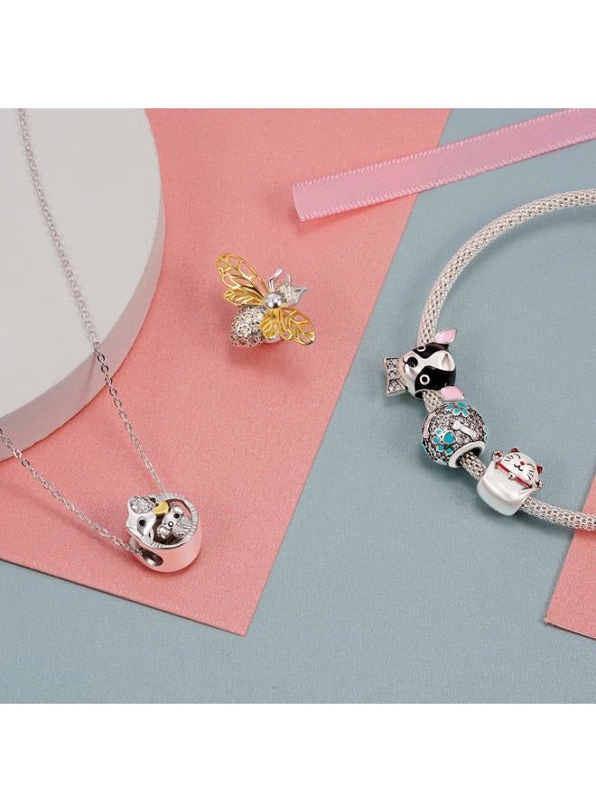 NINGAN Gifts for Mum, Mom and Baby Elephant Charm fits Pandora Charms Bracelet, 925 Sterling Silver Love Heart Charm - Mother's Day Birthday Jewelry Gift for Women - Image 3