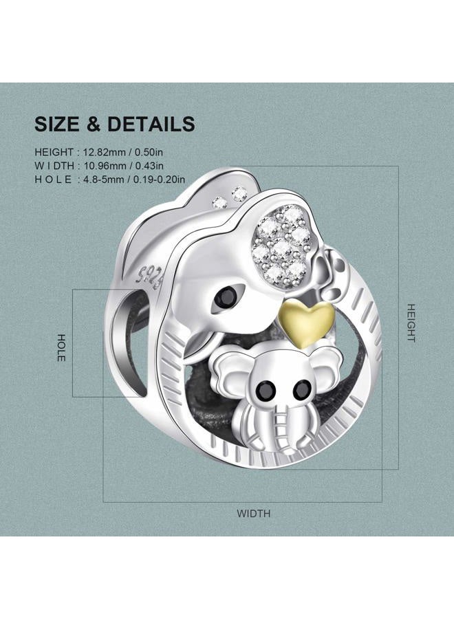 NINGAN Gifts for Mum, Mom and Baby Elephant Charm fits Pandora Charms Bracelet, 925 Sterling Silver Love Heart Charm - Mother's Day Birthday Jewelry Gift for Women - Image 2