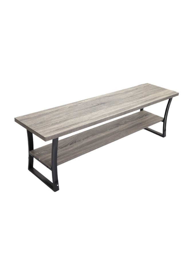 AL Hadaya Mall Elegant Two-Tiered Luxurious Wood and Metal Table - Grey - 160x40x48cm - Image 2
