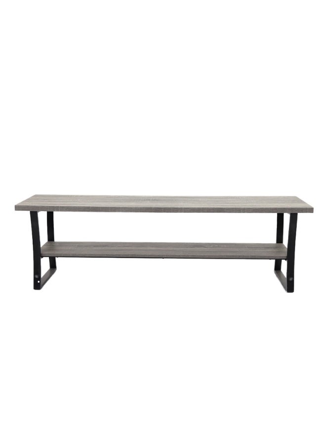 AL Hadaya Mall Elegant Two-Tiered Luxurious Wood and Metal Table - Grey - 160x40x48cm - Image 3