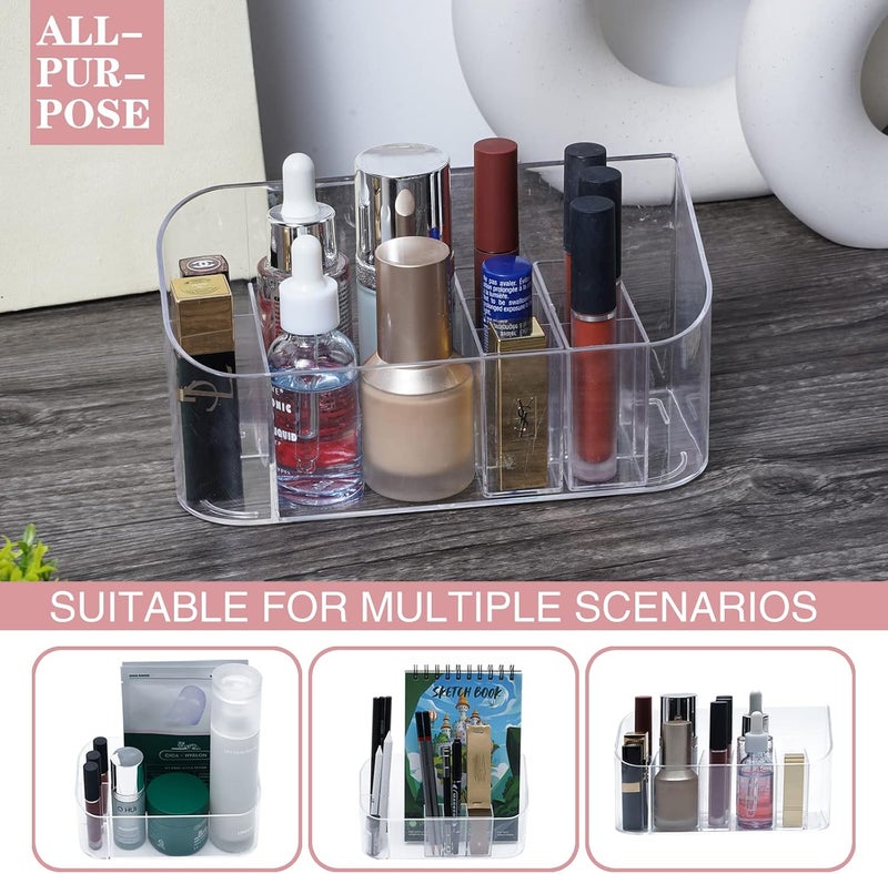Ayswupt Clear Acrylic Small Makeup Organizer,Cosmetic Display Case Perfume Skincare Organizer,Bathroom Accessories Caddy Stand for Medicine Cabinet Vanity Dresser,Girls Bathroom Corner Bin Holder Tray - Image 4