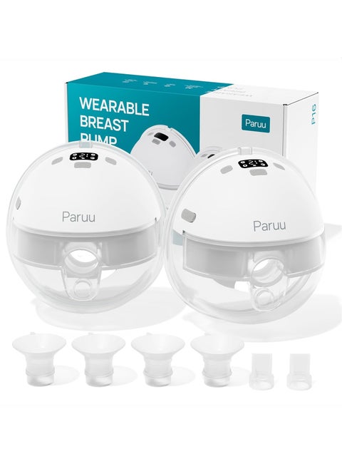 P16 Electric Breast Pump, Hands-Free Wearable Breast Pump Strong Suction, Low Noise, 4 Modes & 12 Levels, Portable, 2 Pack