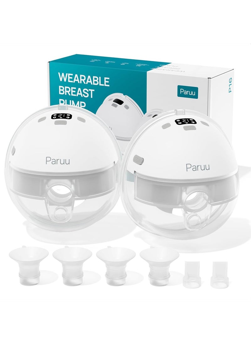 Paruu P16 Electric Breast Pump, Hands-Free Wearable Breast Pump Strong Suction, Low Noise, 4 Modes & 12 Levels, Portable, 2 Pack  - Image 1