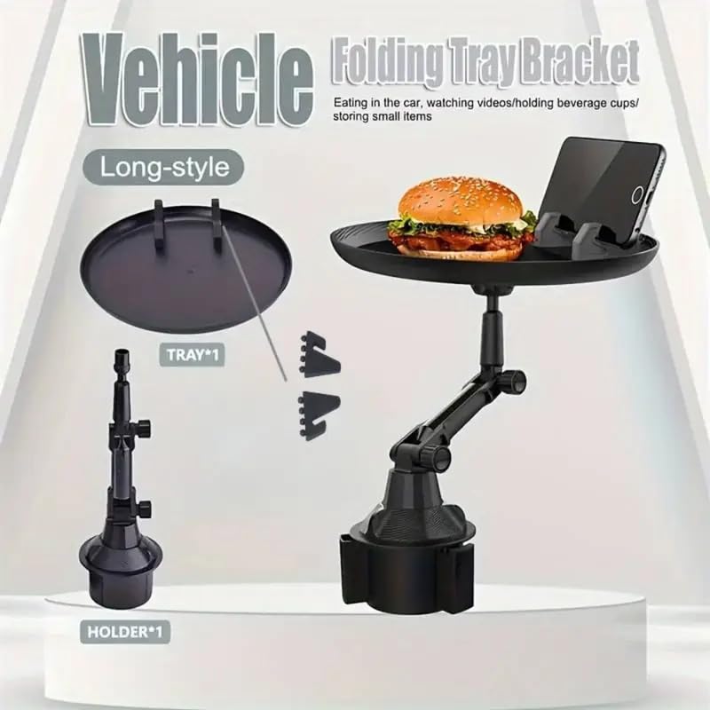 Jolfay Car Cup Holder Tray | 4-in-1 Cup Holder Table,Adjustable Travel Food Table Tray, Multifunctional Car Holder Expander 360-degree Rotation for Travel Road Trip - Image 5