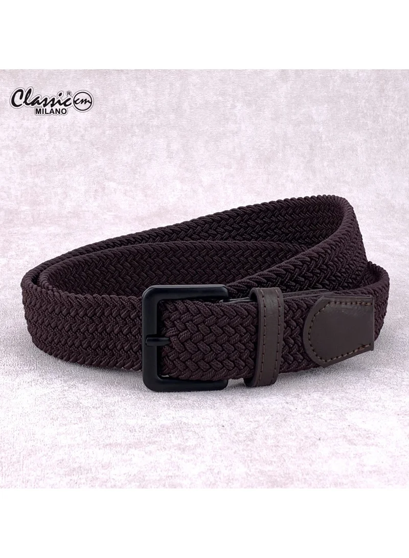 Classic Milano Braided Cotton Elastic Stretch Belt for Men & Women, Woven Canvas Web Belt with Gift Box, Adjustable Men's Belt | Full Length: 110CM (Free Size - Fits up to the waist of 40 Inches / 100 CM)