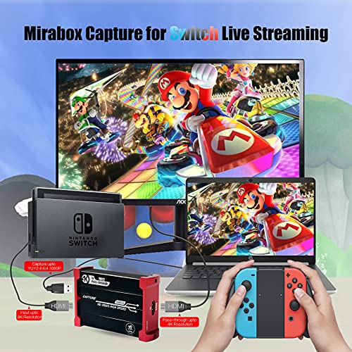 Mirabox Capture Card for Nintendo Switch,USB3.0 1080P 60FPS Video Audio Capture Card,Support 4K@30Hz Input and Passthrough for PS4 PS5 DSLR Xbox Streaming and Recording by OBS - Image 4