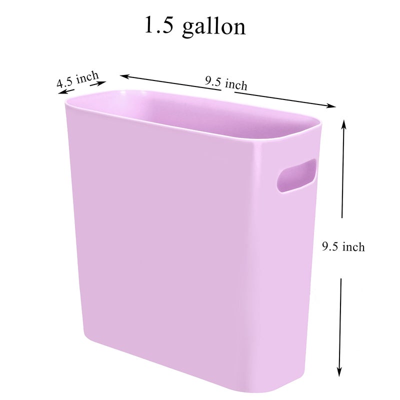 Youngever 1.5 Gallon Slim Trash Can, Plastic Garbage Container Bin, Small Trash Bin with Handles for Home Office, Living Room, Study Room, Kitchen, Bathroom (1 Pack Purple) - Image 2
