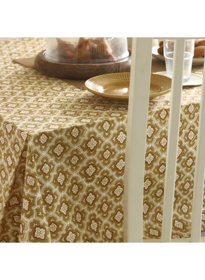 THE YARD HOUSE Wipeable & Anti-Slip Hand Block Printed Cotton Table Cover - Chai & Toast (Rectangle 6 Seater, 150cm X 225cm) - Protects Against Spills & Scratches | Family Dining, Party, Gifting - Image 2