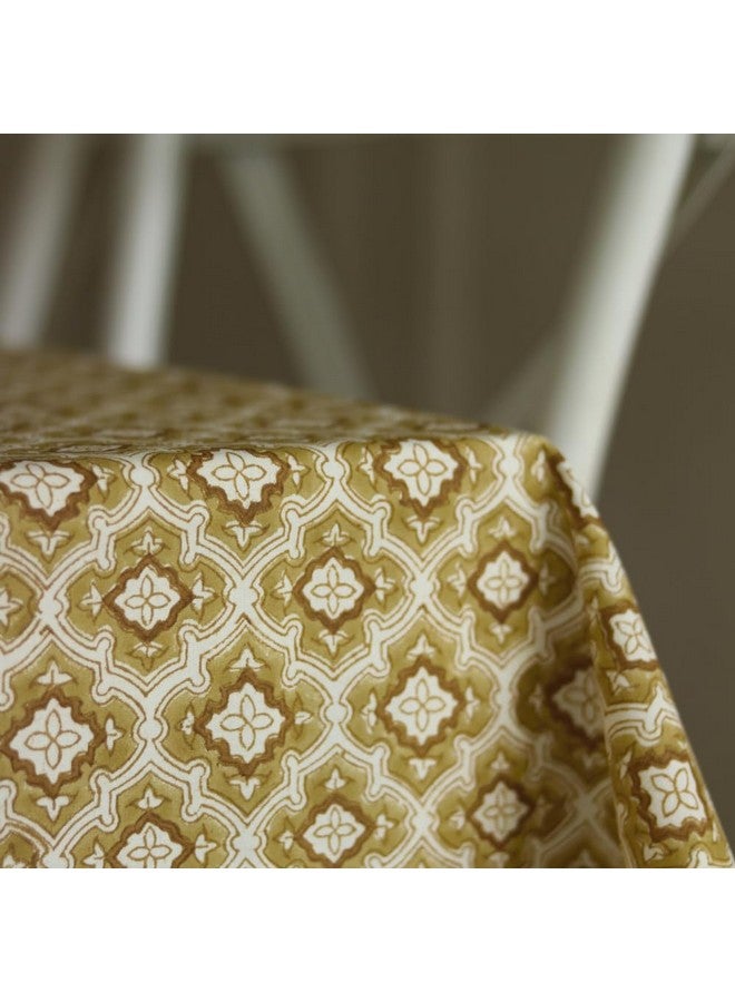 THE YARD HOUSE Wipeable & Anti-Slip Hand Block Printed Cotton Table Cover - Chai & Toast (Rectangle 6 Seater, 150cm X 225cm) - Protects Against Spills & Scratches | Family Dining, Party, Gifting - Image 3
