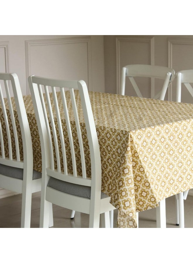 THE YARD HOUSE Wipeable & Anti-Slip Hand Block Printed Cotton Table Cover - Chai & Toast (Rectangle 6 Seater, 150cm X 225cm) - Protects Against Spills & Scratches | Family Dining, Party, Gifting - Image 1