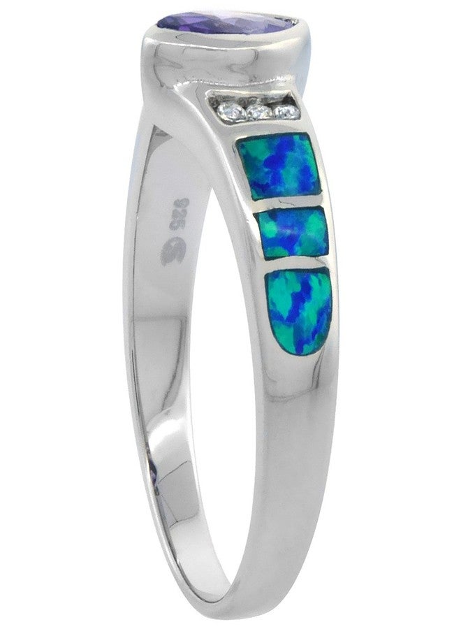 سابرينا سيلفر خاتم من الفضة الإسترلينية مرصع بحجر الجمشت الماركيز والزركون الصناعي والأوبال للنساء، مقاس 9، طوله 1/4 بوصة - Image 3