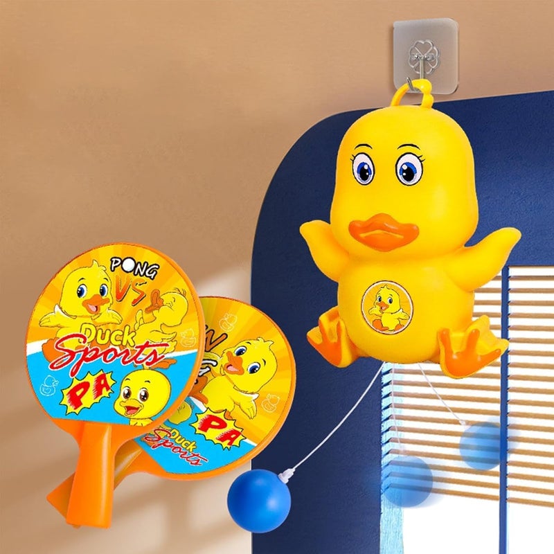 Duck Ping Pong – Fun Ducks Racket Game for Kids and Adults with Hanging Balls and Hanging Accessories Indoor and Outdoor - Image 2