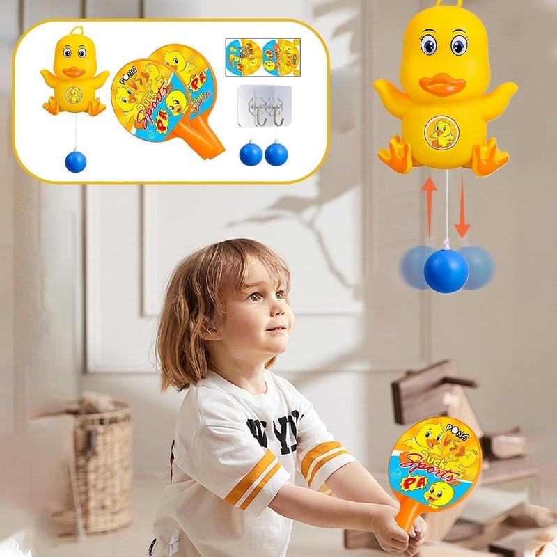 Duck Ping Pong – Fun Ducks Racket Game for Kids and Adults with Hanging Balls and Hanging Accessories Indoor and Outdoor - Image 3