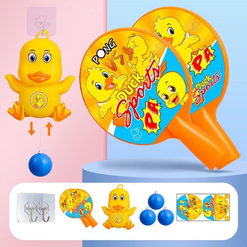 Duck Ping Pong – Fun Ducks Racket Game for Kids and Adults with Hanging Balls and Hanging Accessories Indoor and Outdoor - Image 4