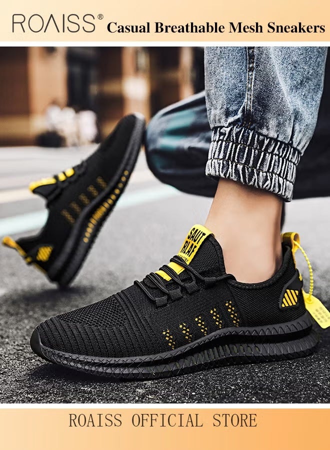 رويس أحذية رياضية أنيقة للرجال، أحذية رياضية خفيفة الوزن ومسامية للرجال، أحذية رياضية برباط غير قابلة للانزلاق، أحذية رياضية ممتصة للصدمات مع بطانة ناعمة، مناسبة للارتداء اليومي والجري والأنشطة الخارجية - Image 1