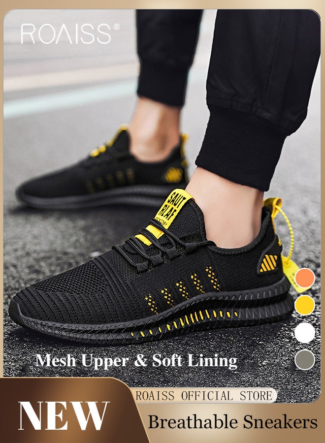رويس أحذية رياضية أنيقة للرجال، أحذية رياضية خفيفة الوزن ومسامية للرجال، أحذية رياضية برباط غير قابلة للانزلاق، أحذية رياضية ممتصة للصدمات مع بطانة ناعمة، مناسبة للارتداء اليومي والجري والأنشطة الخارجية - Image 2