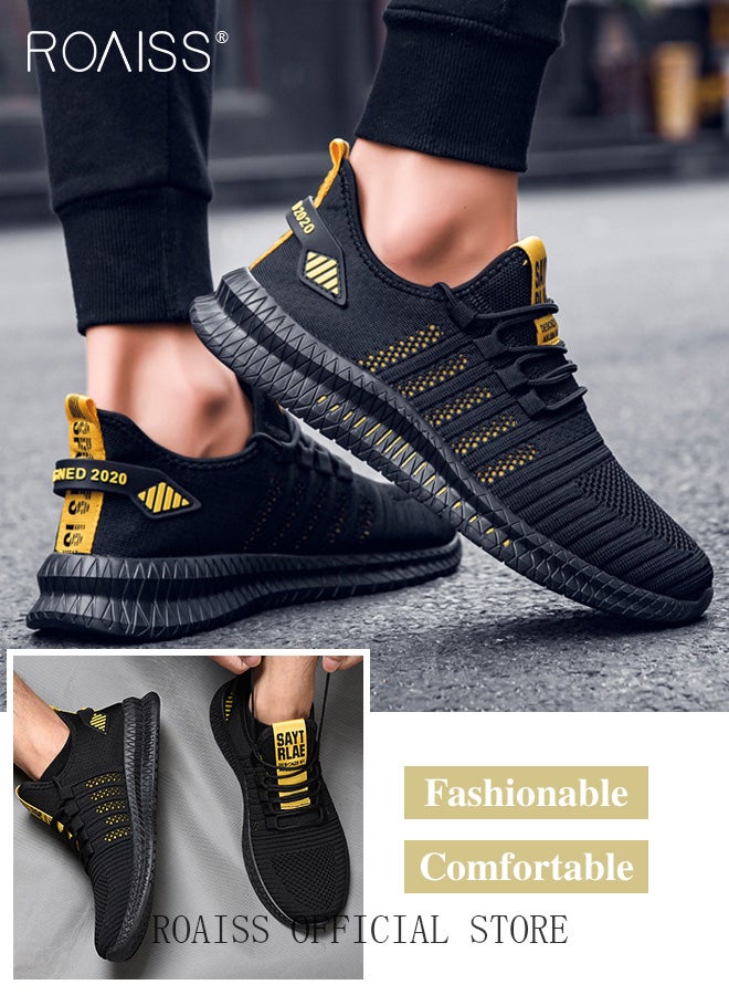 رويس أحذية رياضية أنيقة للرجال، أحذية رياضية خفيفة الوزن ومسامية للرجال، أحذية رياضية برباط غير قابلة للانزلاق، أحذية رياضية ممتصة للصدمات مع بطانة ناعمة، مناسبة للارتداء اليومي والجري والأنشطة الخارجية - Image 4