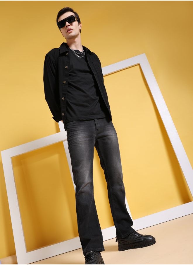 The Indian Garage Co - Men Bootcut Solid Mid-Rise Stretchable Jeans - Image 1