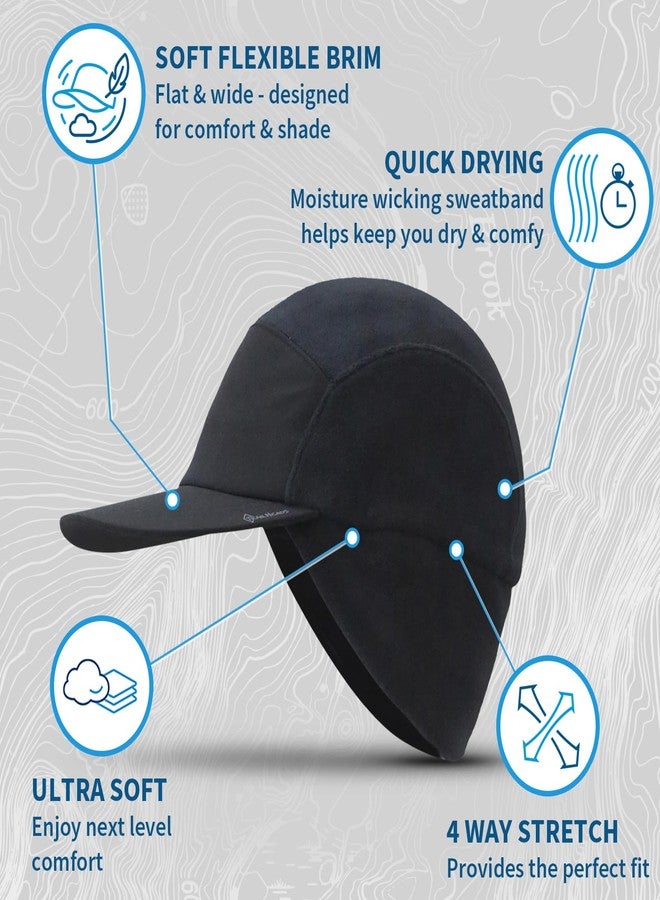TrailHeads Fleece Hats for Men – Fleece Winter Beanie with Soft Foam Brim, Ripstop Front & Drop-Down Ear Warmers – Perfect for Outdoors Black - Image 5